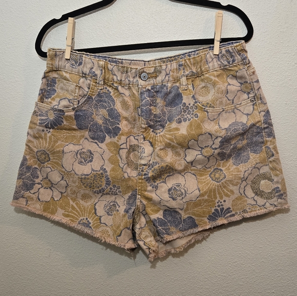 Pilcro Hi Rise Denim Floral Shorts Large - Picture 1 of 14